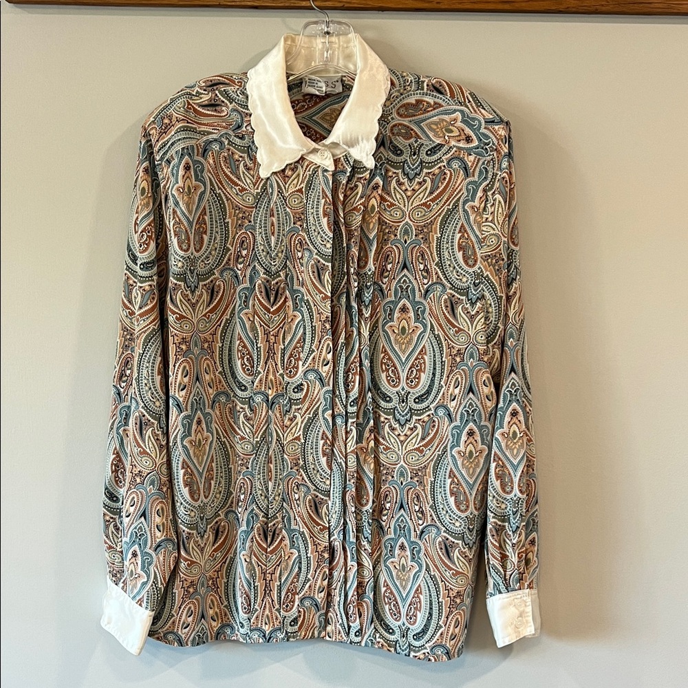 Russ - Multicolor Paisley Blouse, 14,‎ feminine, pleated